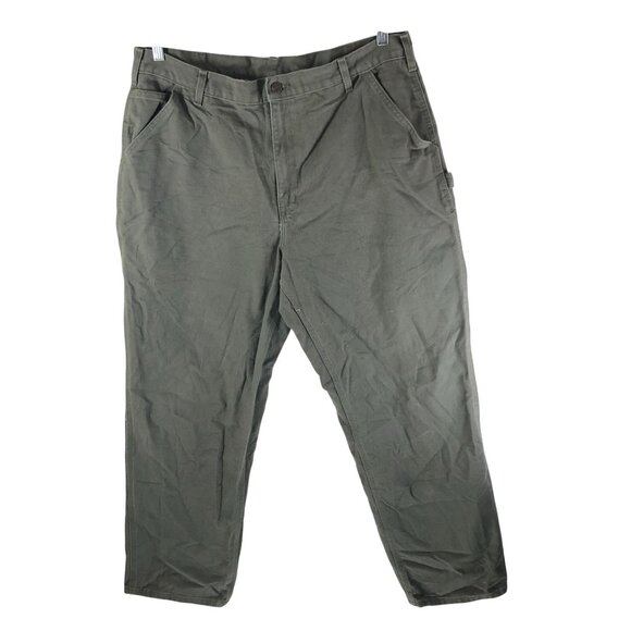 Carhartt Washed Duck Utility Work Pant Dungaree Fit B11 Green 40x34 Actual 38x32 - Picture 1 of 3